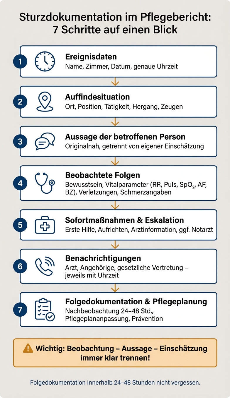 Sturzdokumentation im Pflegebericht: 7 Schritte auf einen Blick