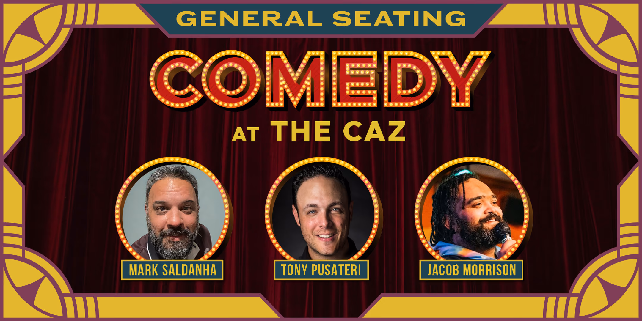 Comedy at The Caz featuring Tony Pusateri, Mark Saldanha, Jacob Morrison