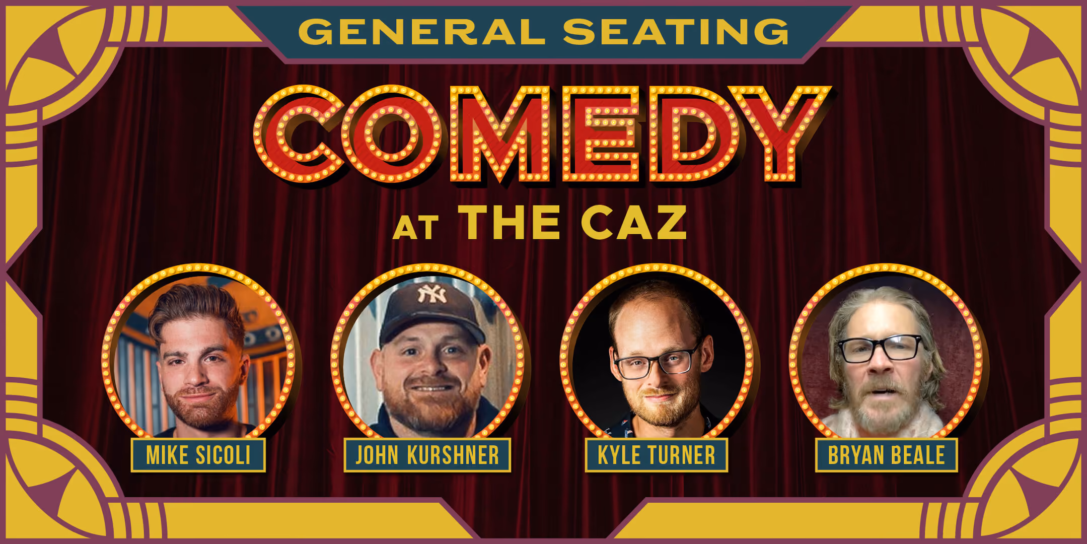 Comedy at The Caz featuring Mike Sicoli, John Kurshner, Kyle Turner, Bryan Beale