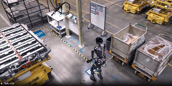 Fourier GR-2 humanoid robot operating in an automotive factory setting at SAIC-GM facility in China