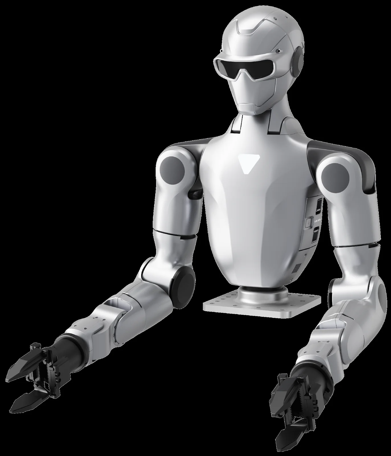 Unitree R1-A7 dual-arm robot with 7-DOF arms and parallel grippers for bimanual teleoperation research