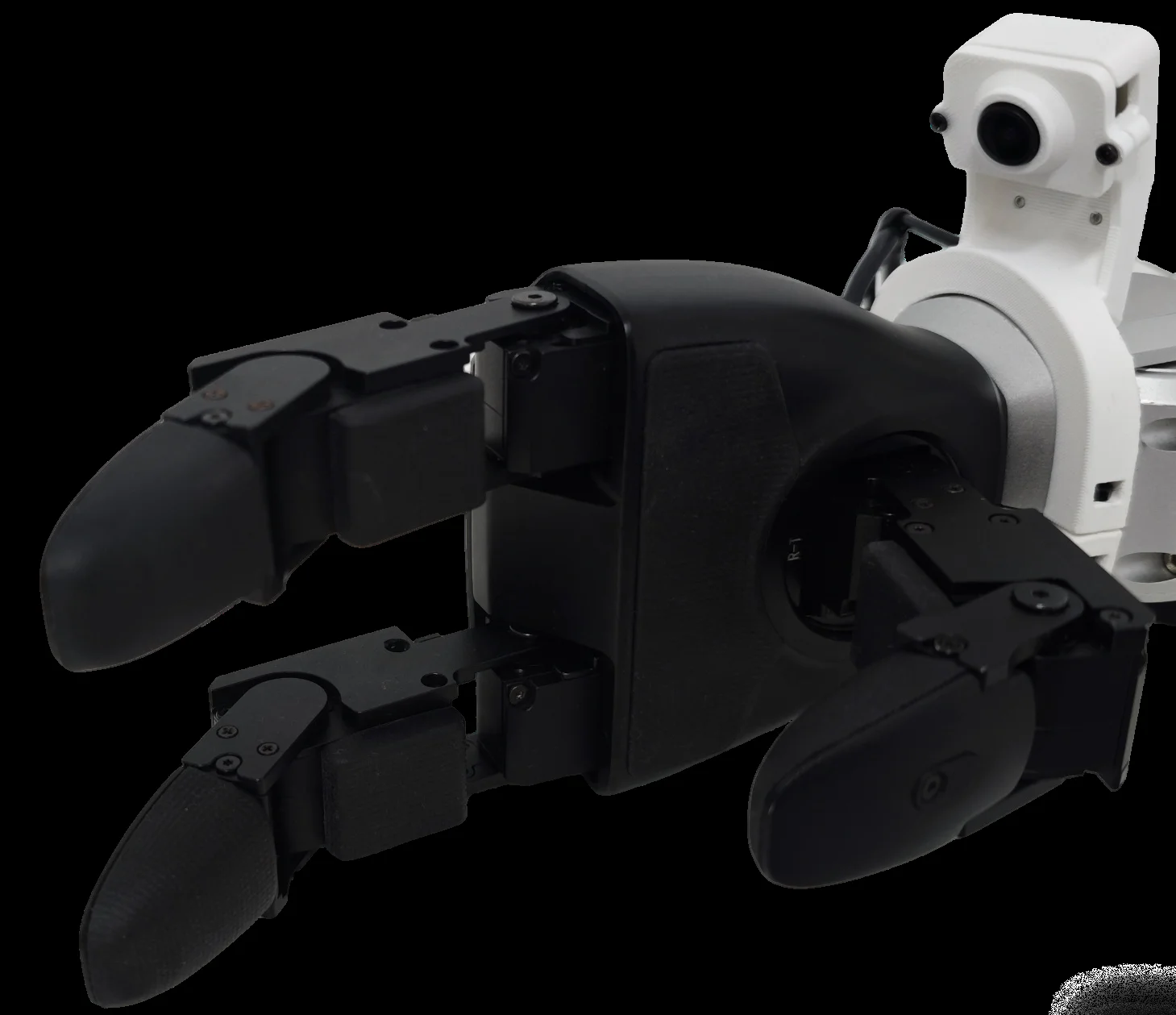 Three-finger dexterous hand with wrist RGB camera on Unitree R1-A dual-arm platform