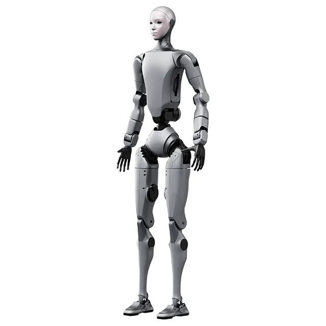 Unitree H2 humanoid robot standing, front three-quarter view — the manufacturer's own official product render of the H2
