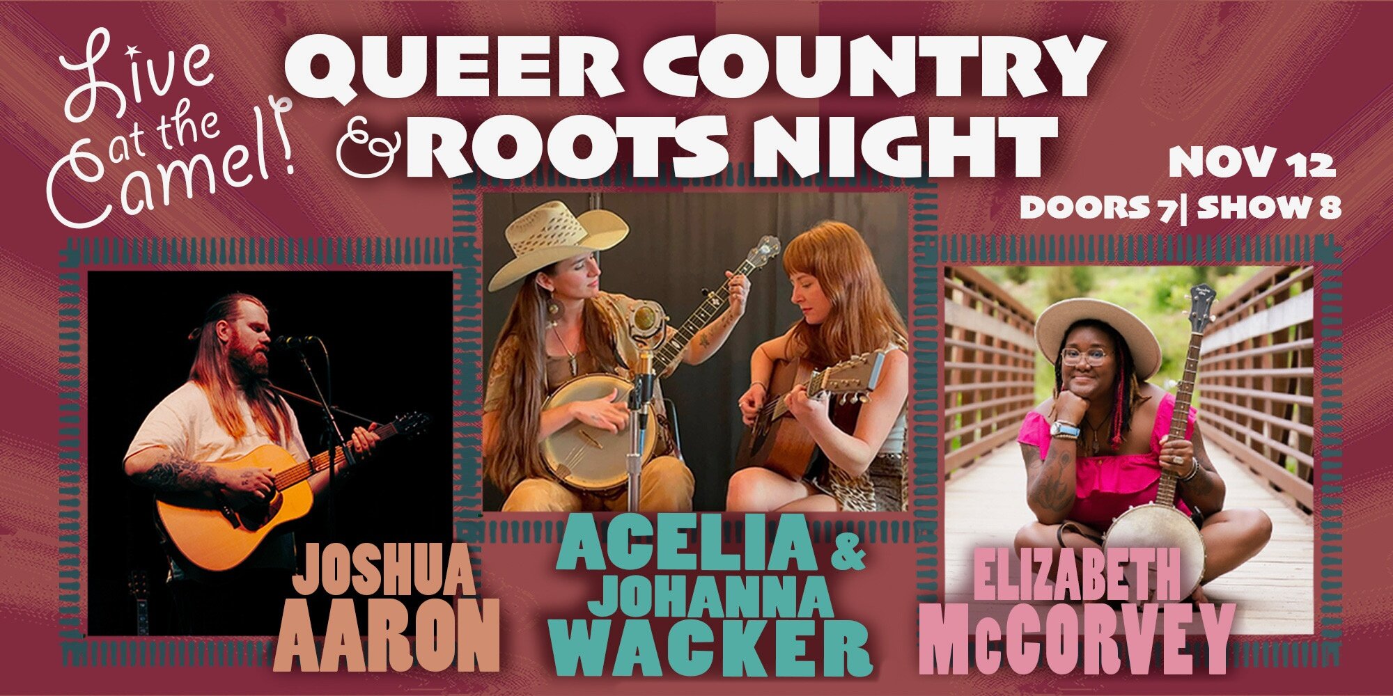 Queer Roots & Country Night w/Johanna Wacker & Acelia, Joshua Aaron, Elizabeth McCorvey