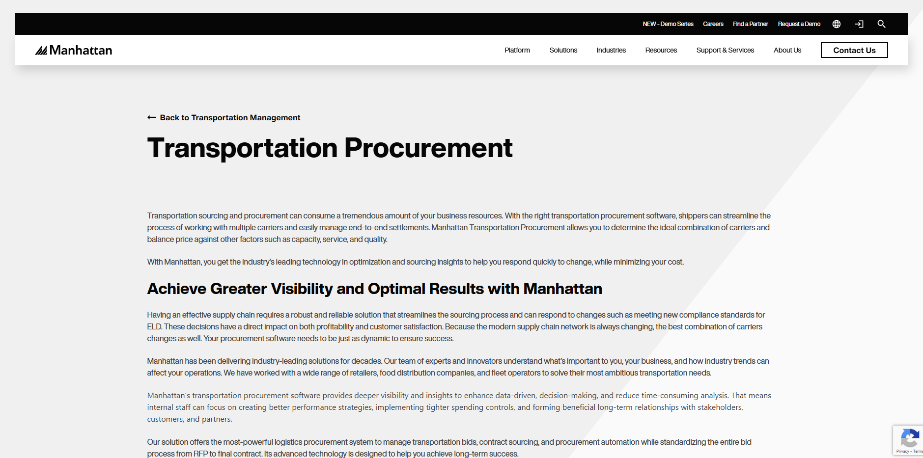 Manhattan Associates Transportation Procurement