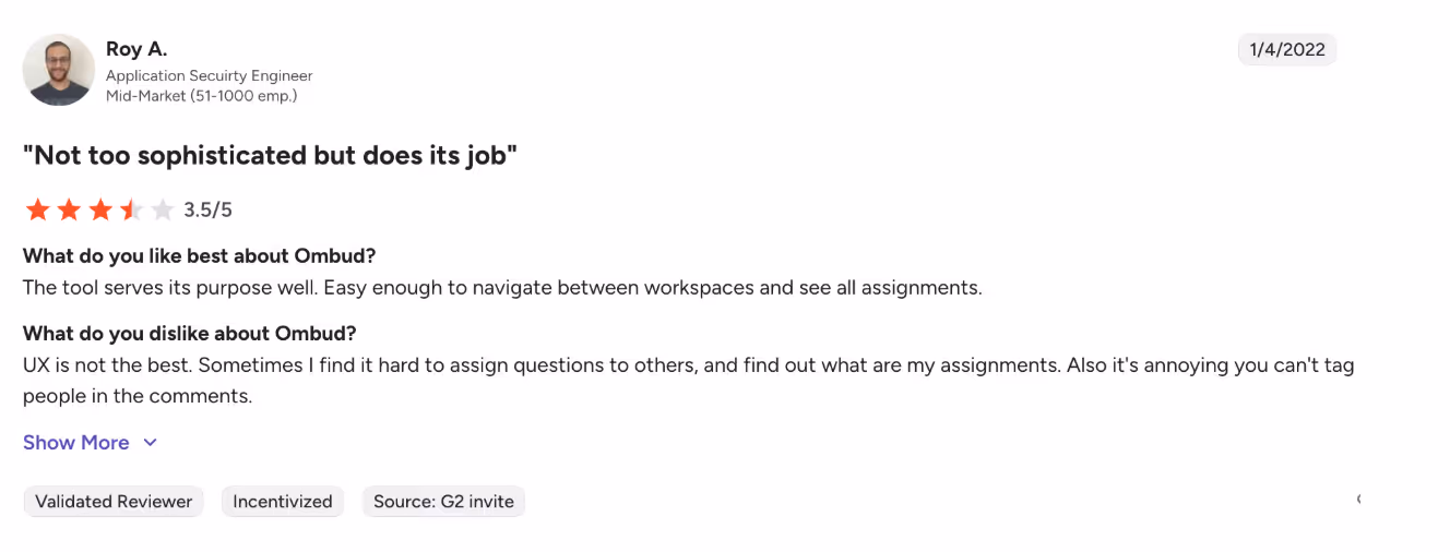 Negztive review of Ombud