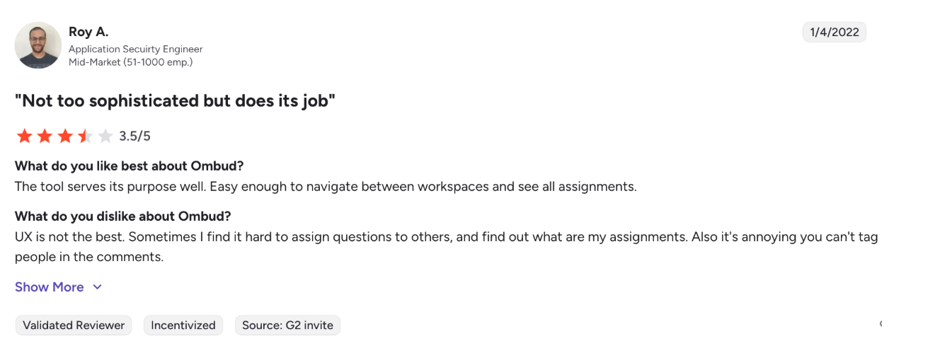 Negztive review of Ombud