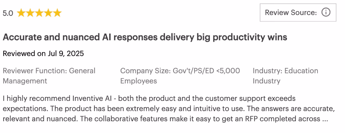 Positive review of Inventive AI