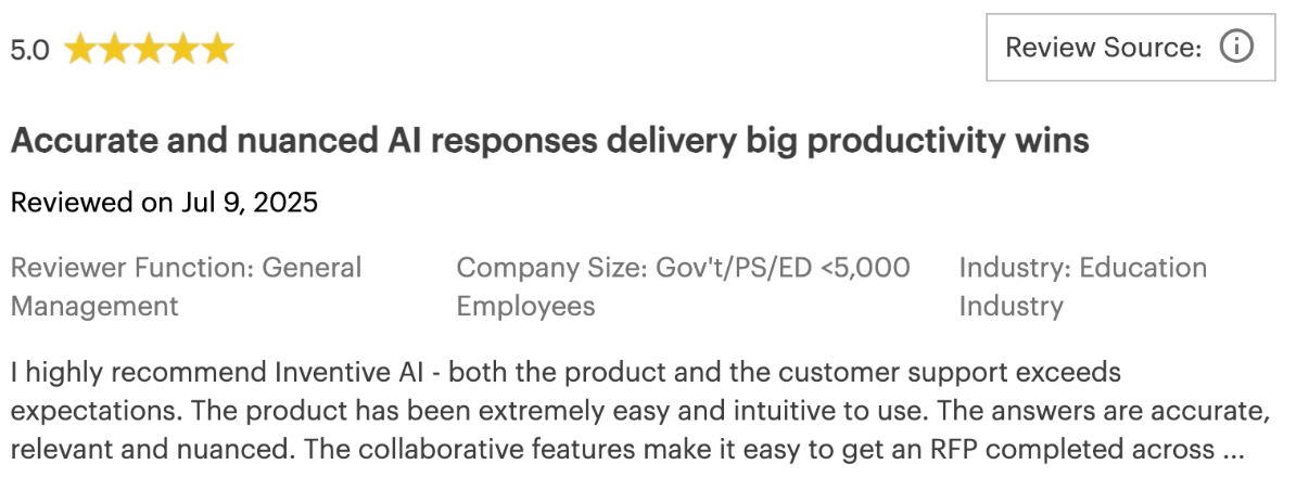 Positive review of Inventive AI