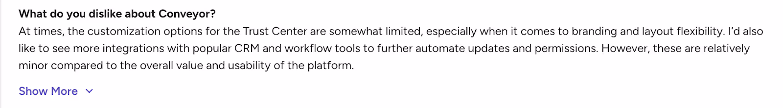 Limitation of Conveyor