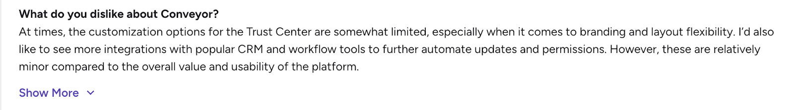 Limitation of Conveyor