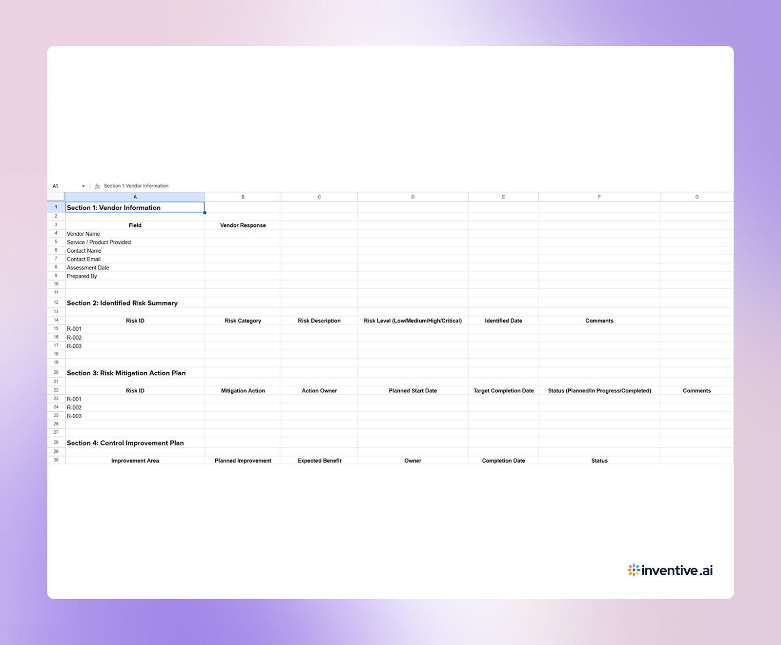 Vendor Risk Mitigation Plan Template