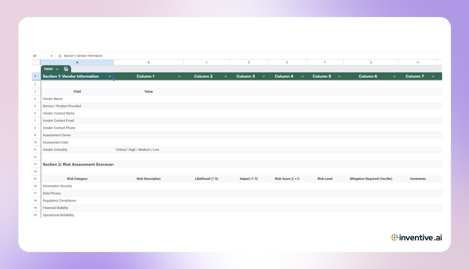 Vendor Risk Assessment Template XLS For Buyers