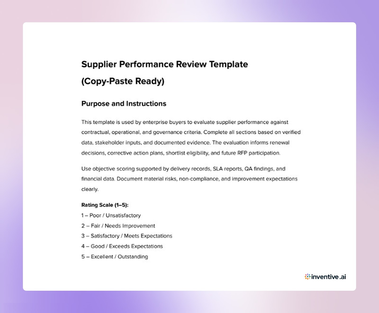 Supplier Performance Review Template: How Buyers Evaluate Suppliers