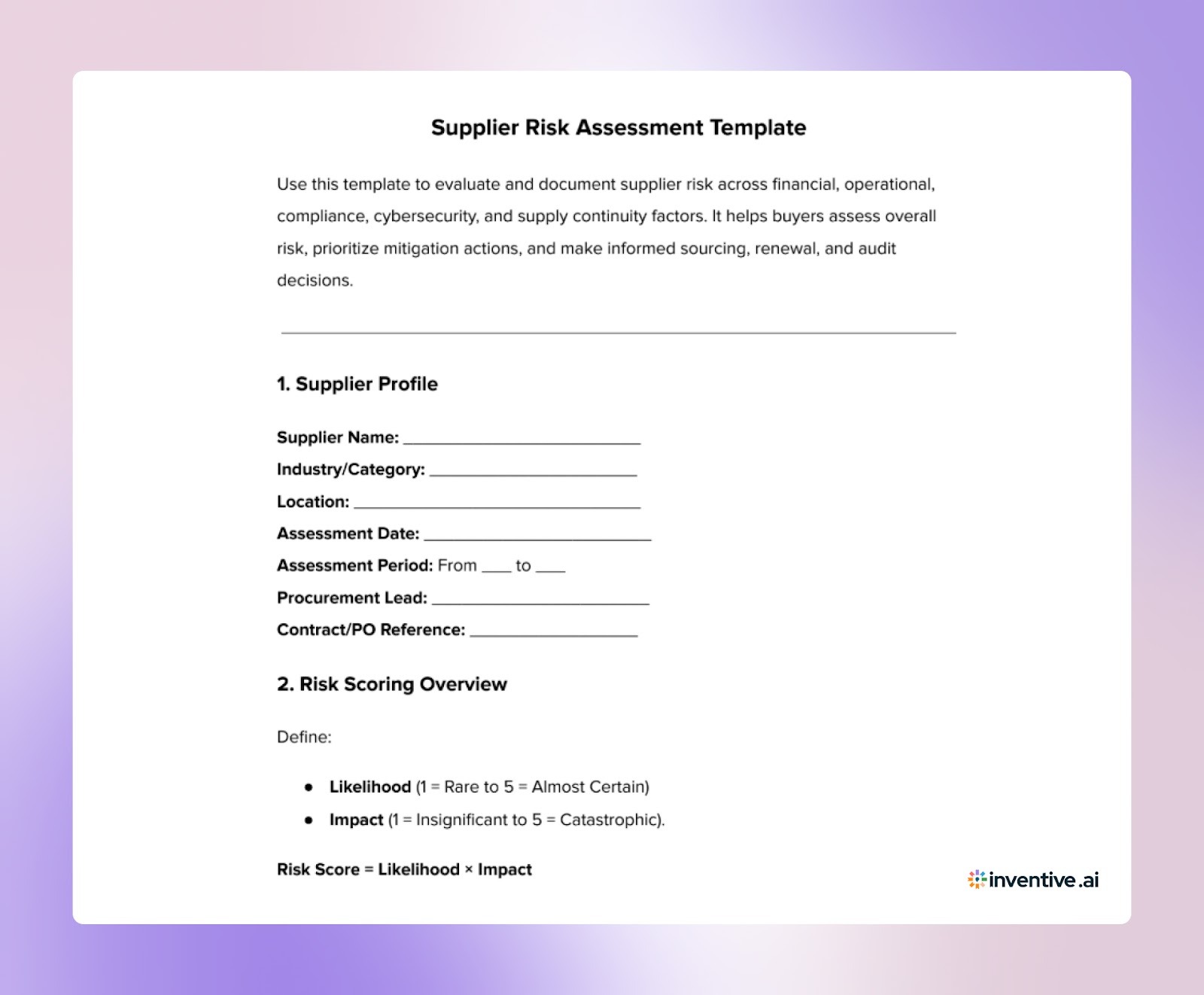 Supplier Risk Assessment Template For Download: How Buyers Evaluate Supplier Risks?