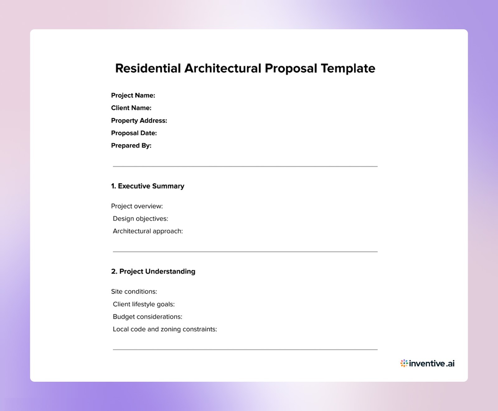 Residential Architectural Proposal Template