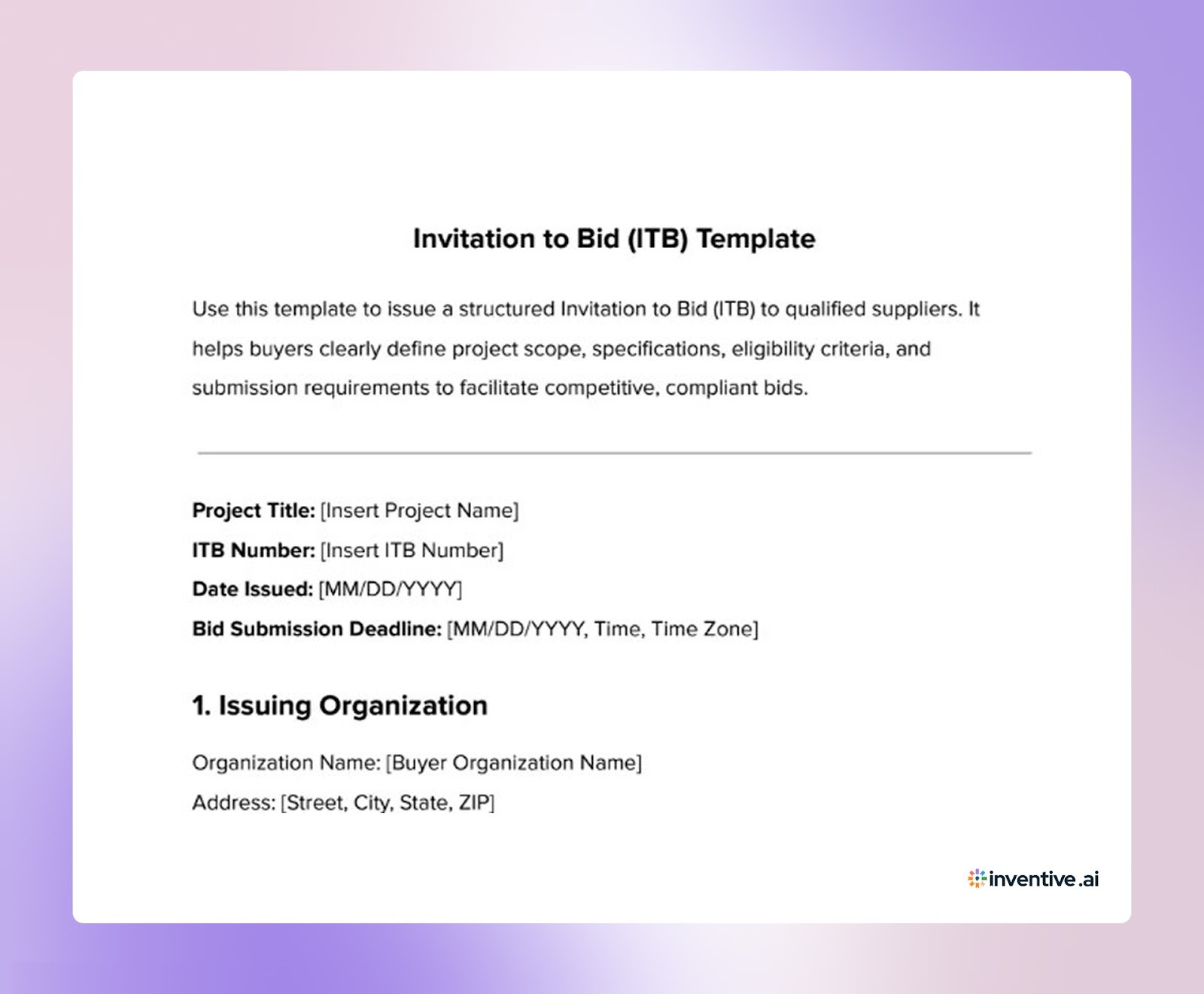 Invitation to Bid Template: Driving Transparency and Fairness in Bidding
