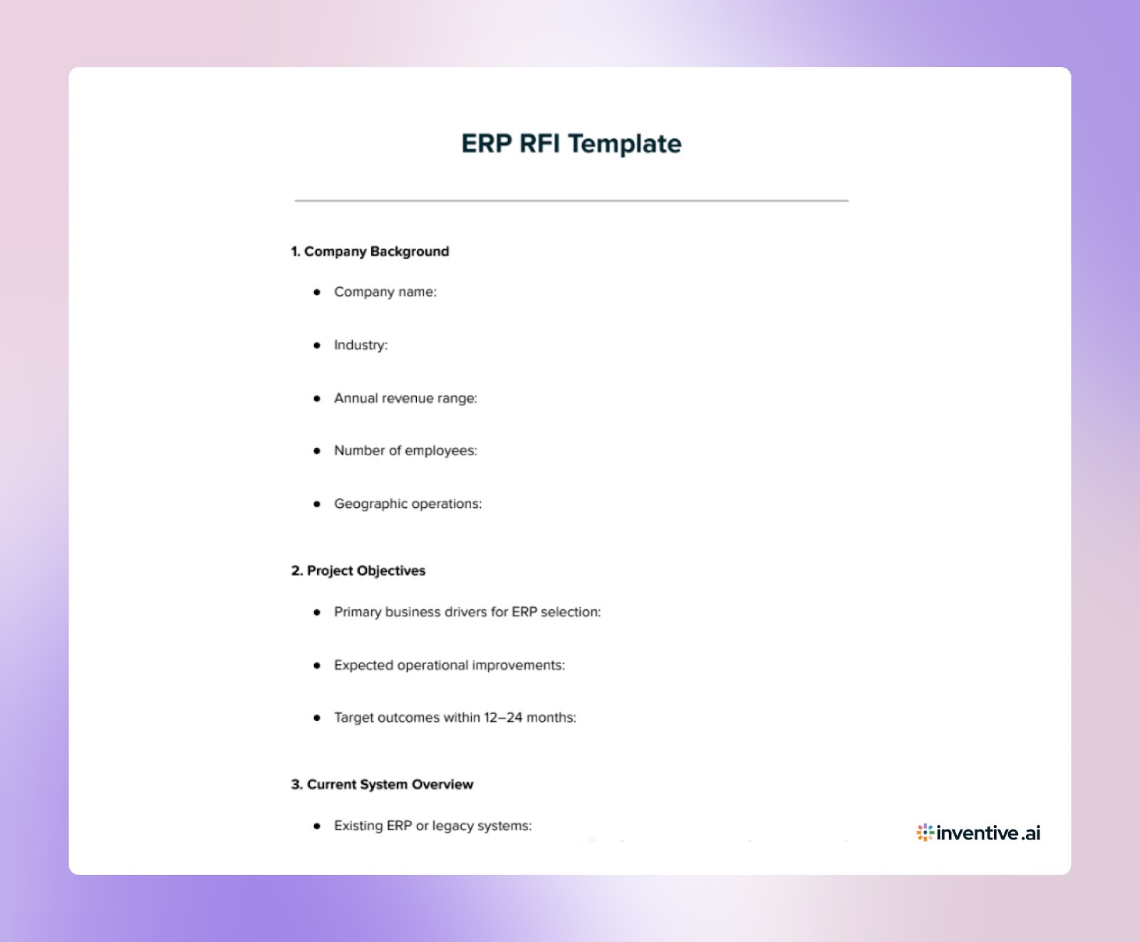 ERP RFI Template For Buyers: Structure Your Evaluation With Clarity
