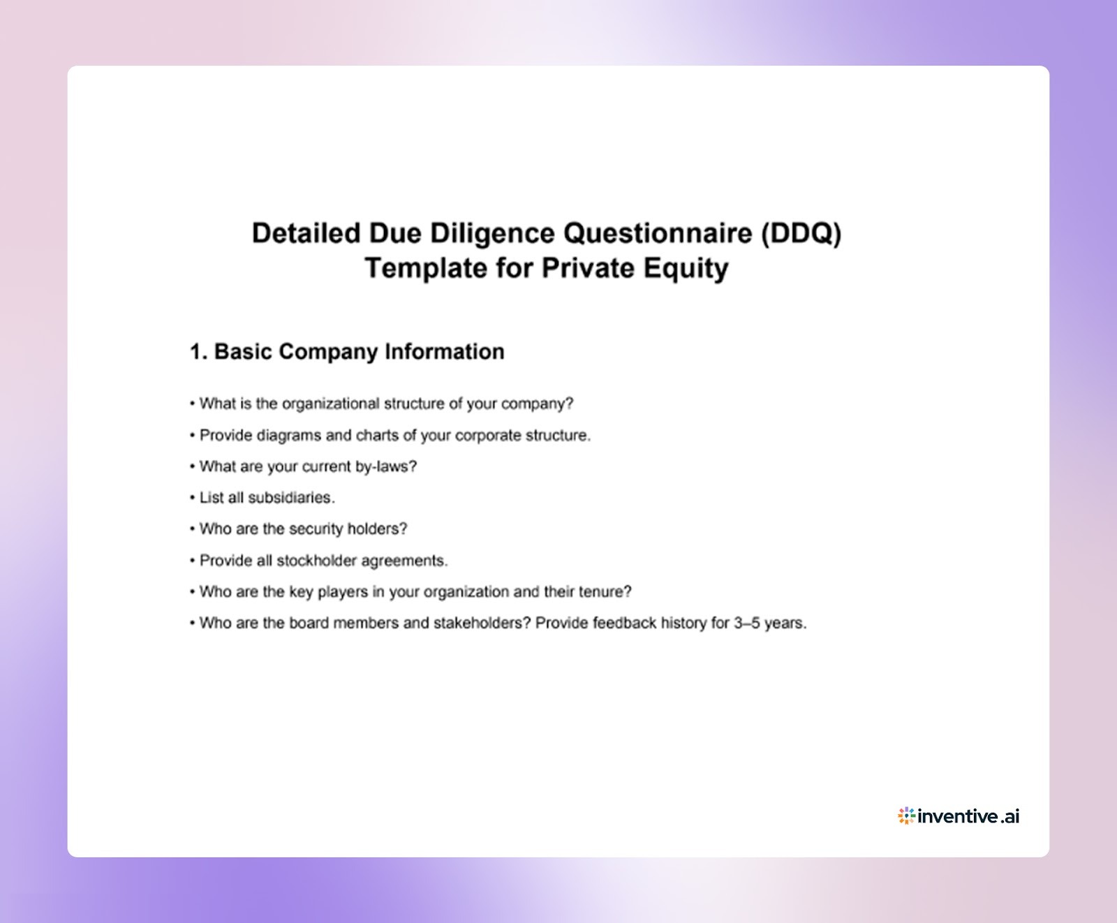 Private Equity DDQ Template: Your Guide to Investor-Ready Responses