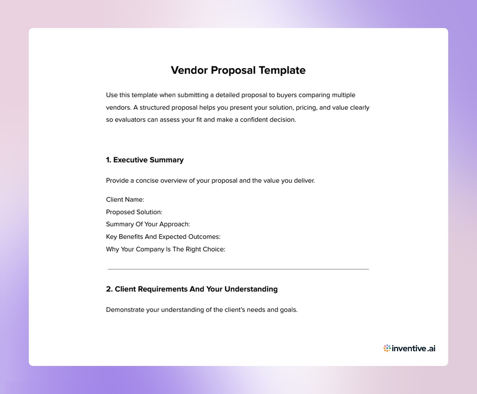 Vendor Proposal Template