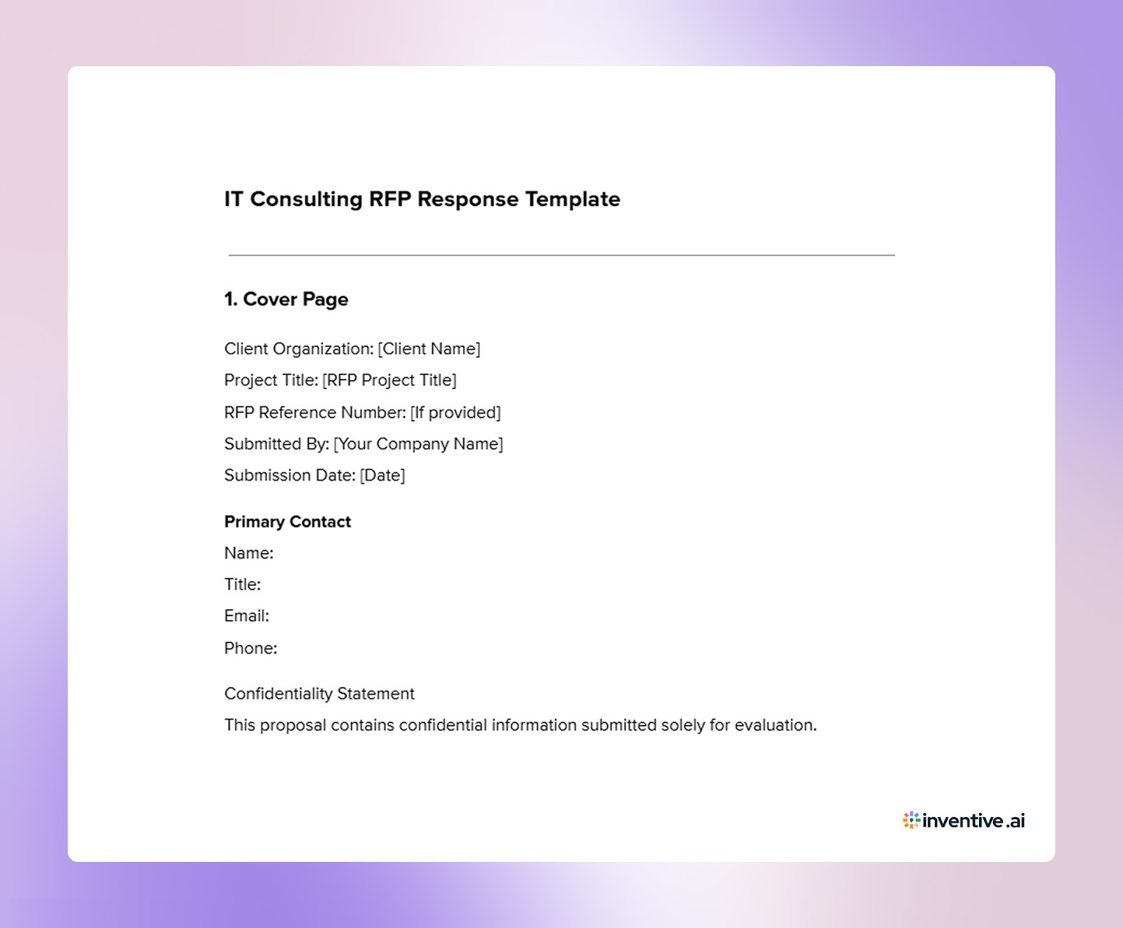 IT Consulting Services RFP Response Template
