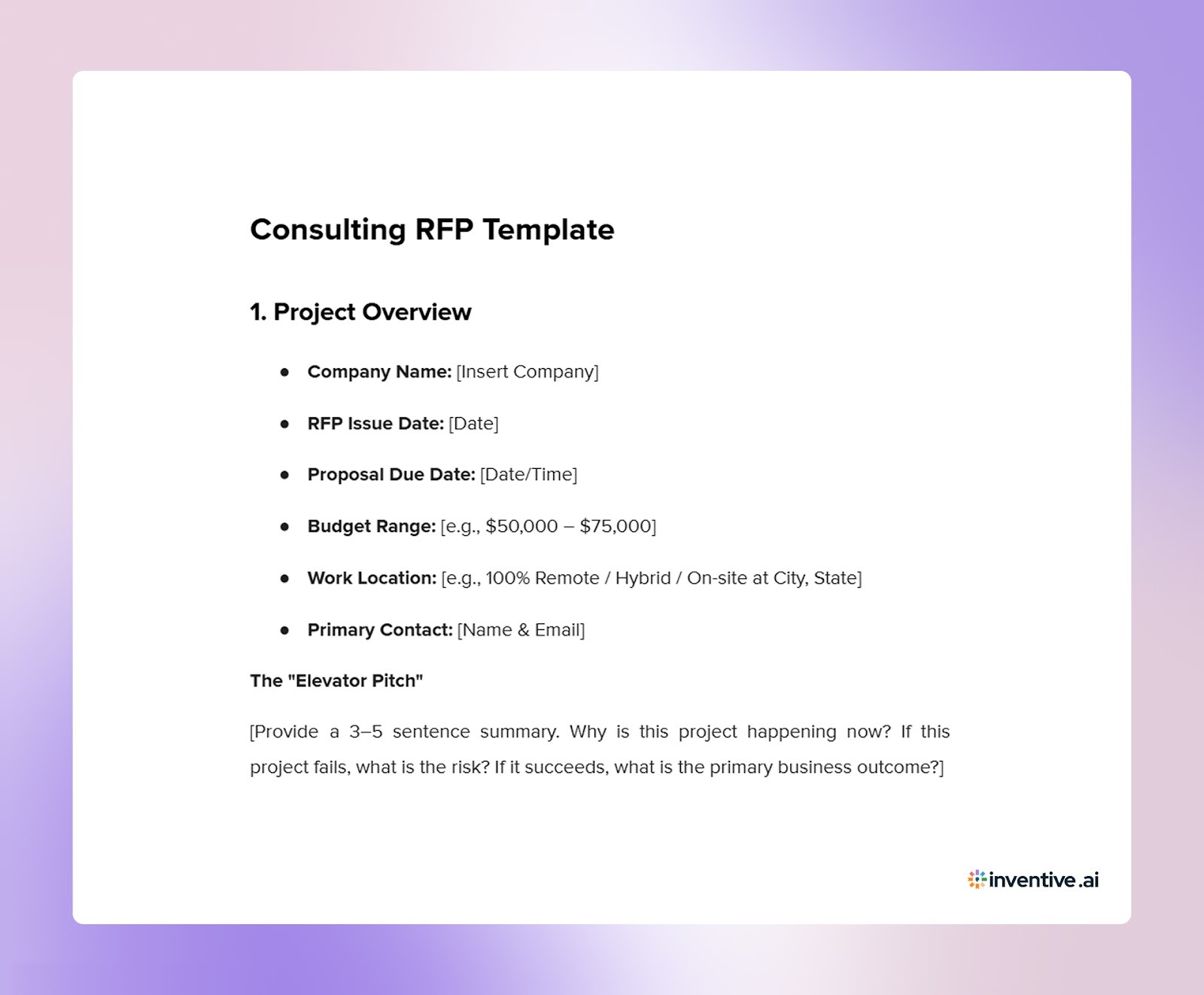 Consulting RFP Template You Can Copy Into Word