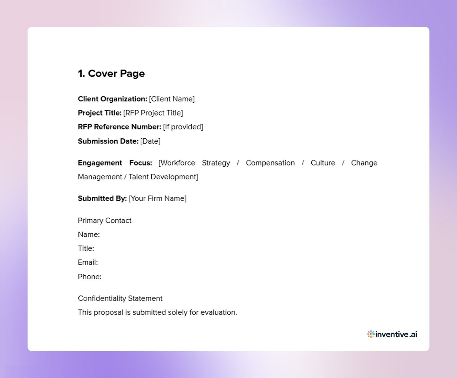 HR & Talent Consulting RFP Response Template