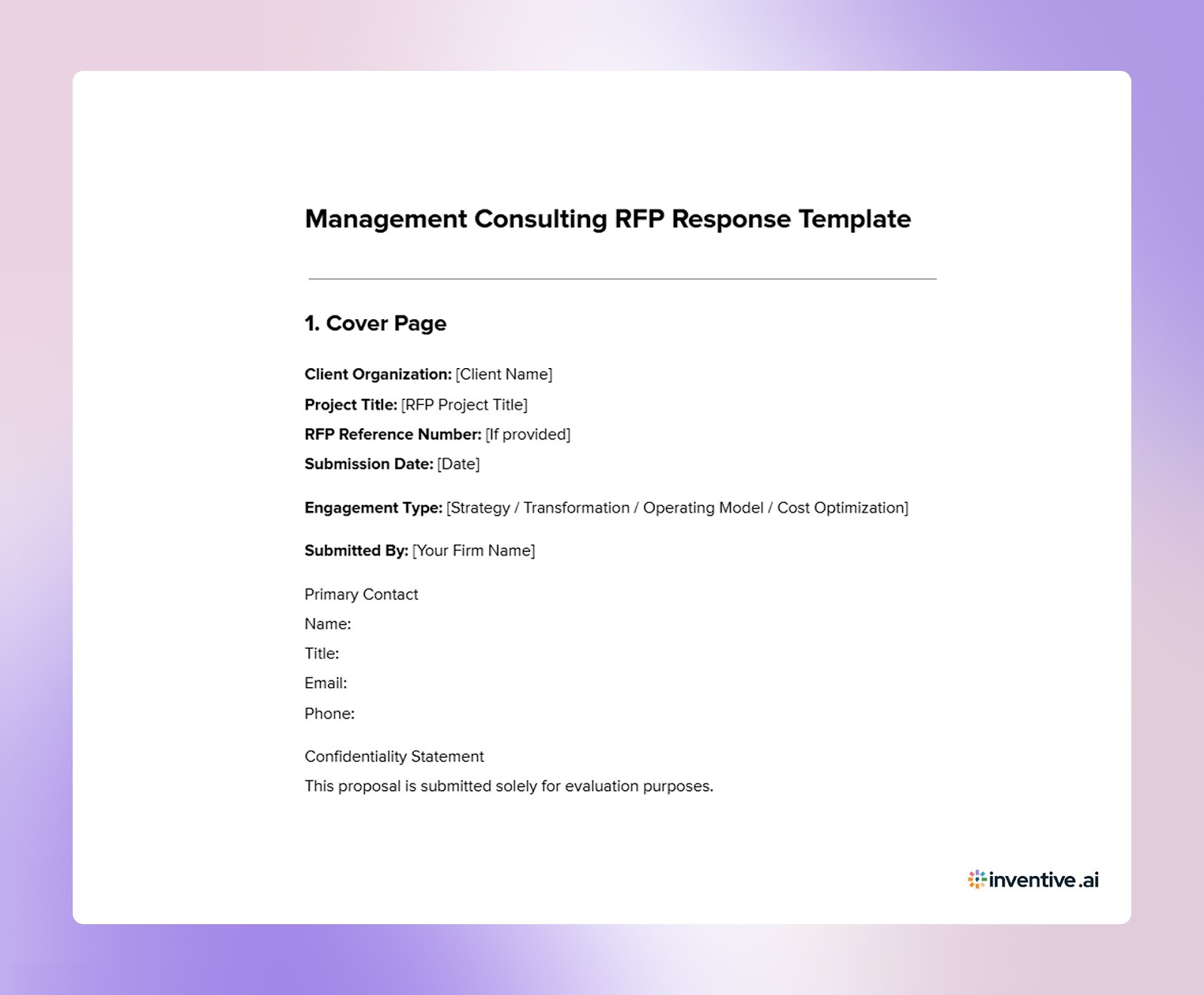 Management Consulting RFP Response Template