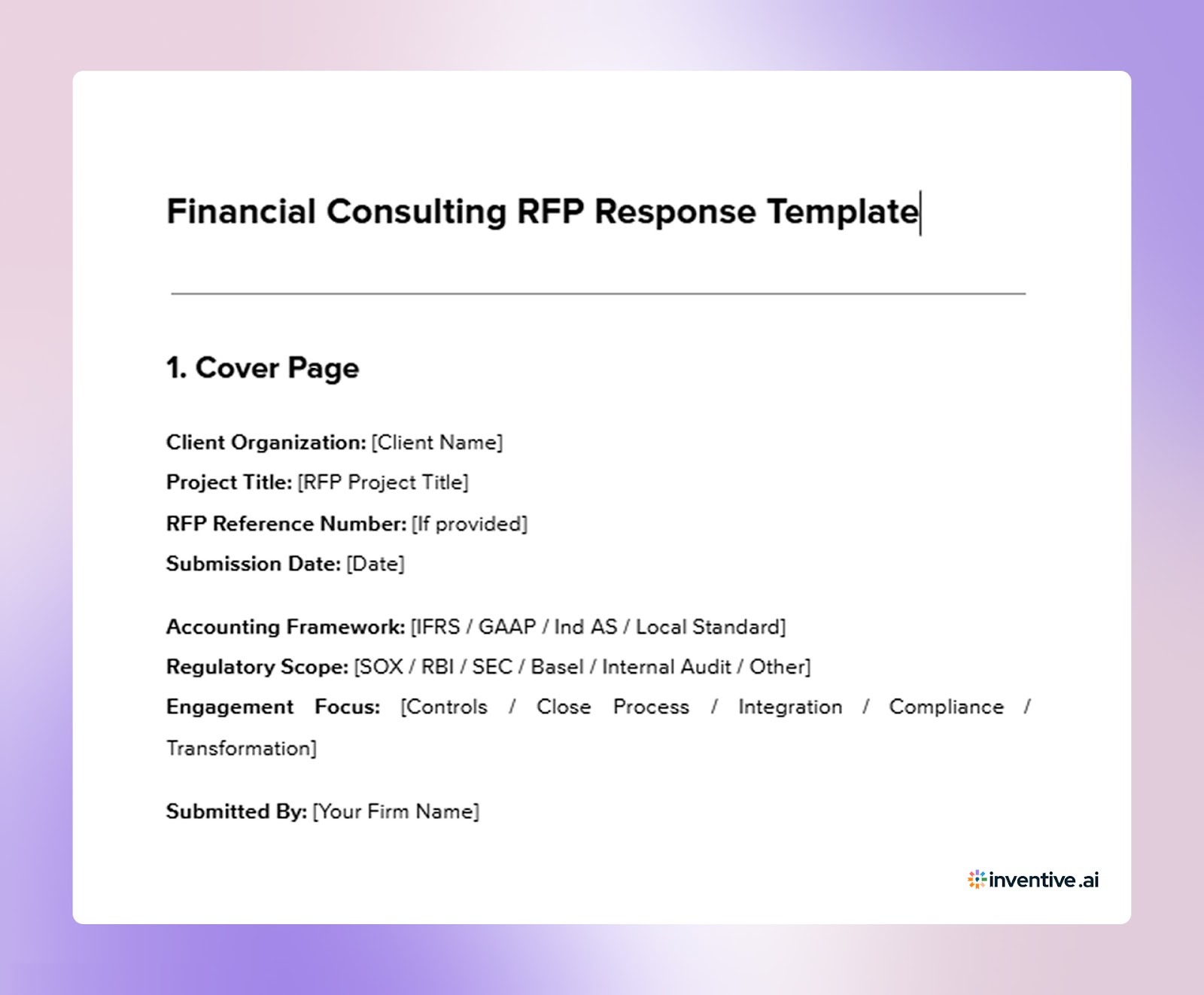 Financial Consulting Services RFP Response Template