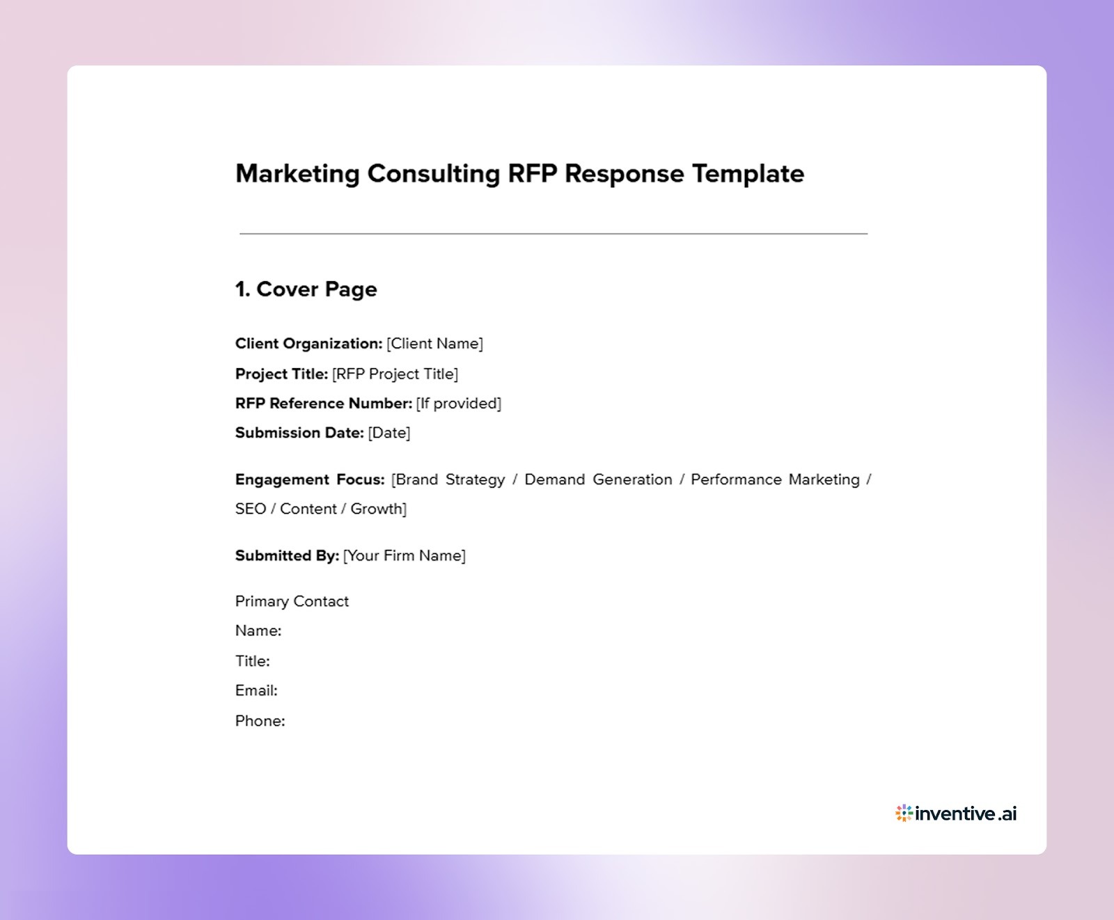 Marketing Consulting Services RFP Response Template