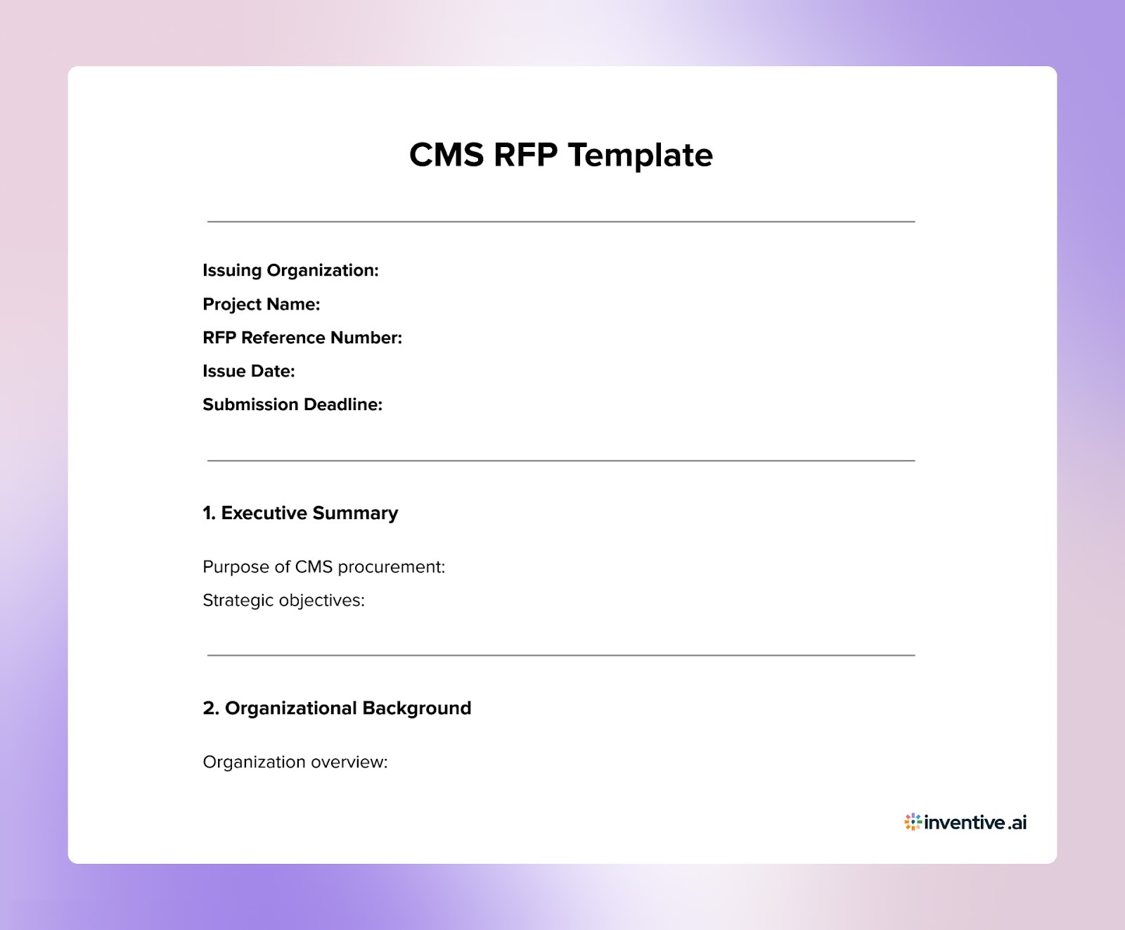 CMS RFP Template Example With Free Download