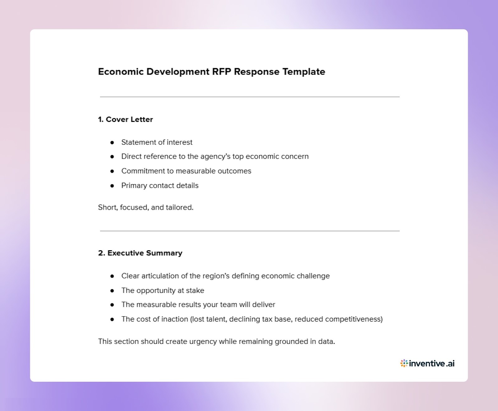 Winning Template for an Economic Development RFP Response