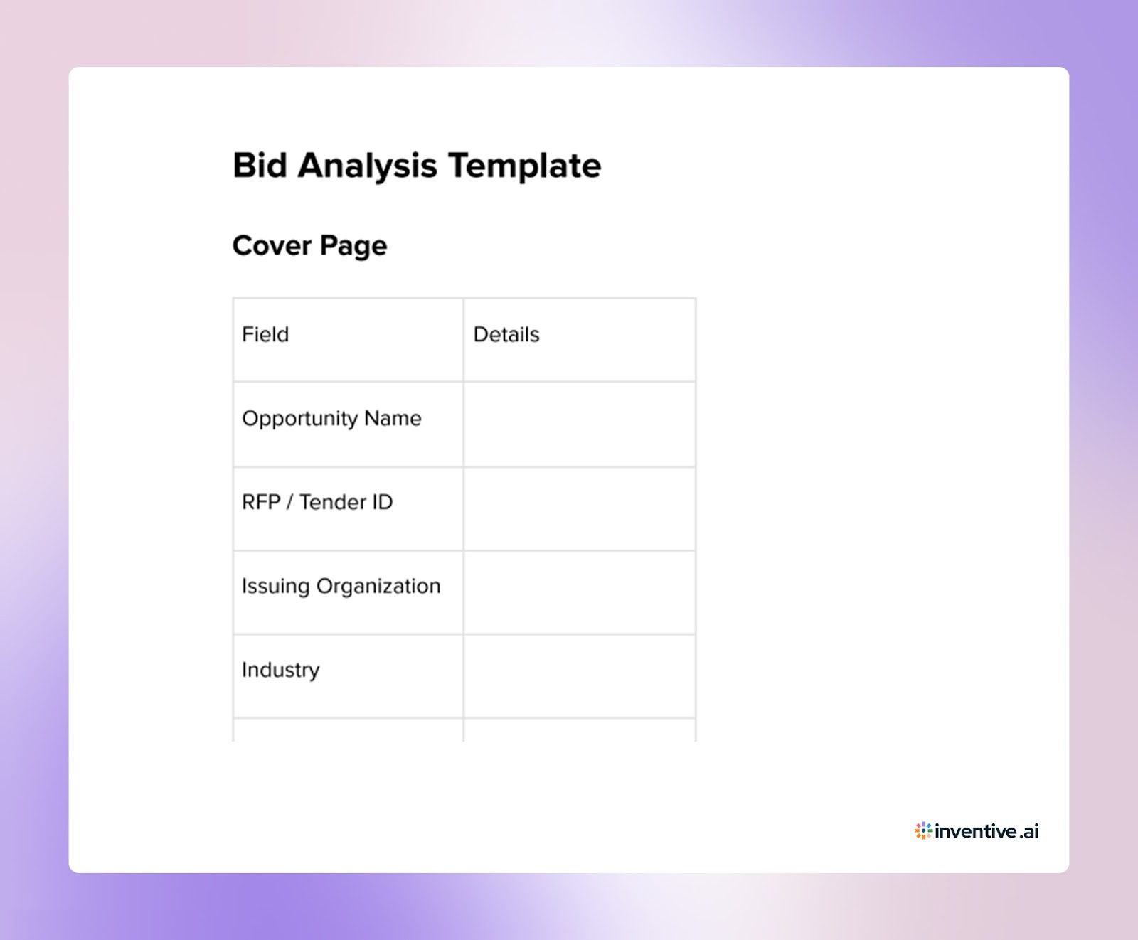 The Ultimate Bid Analysis Template in 2026