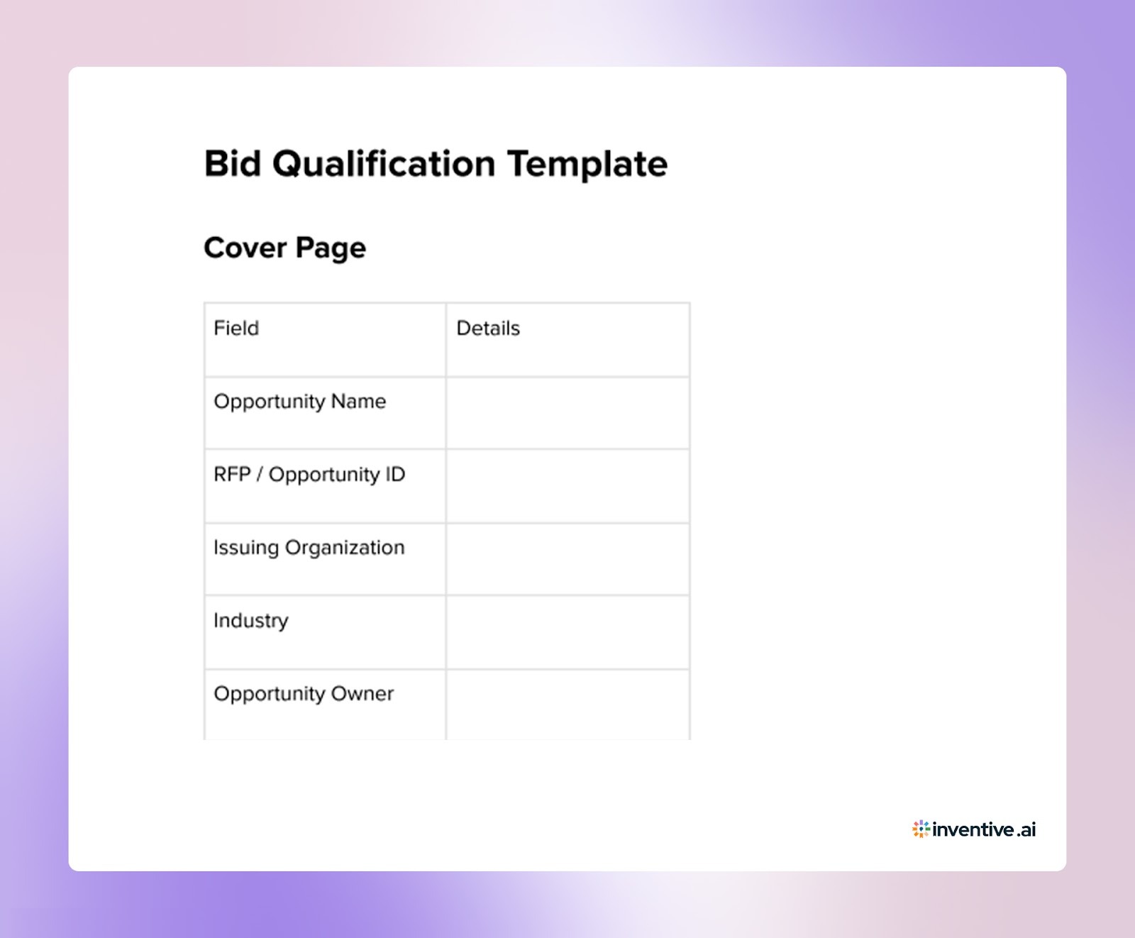 Bid Qualification Template