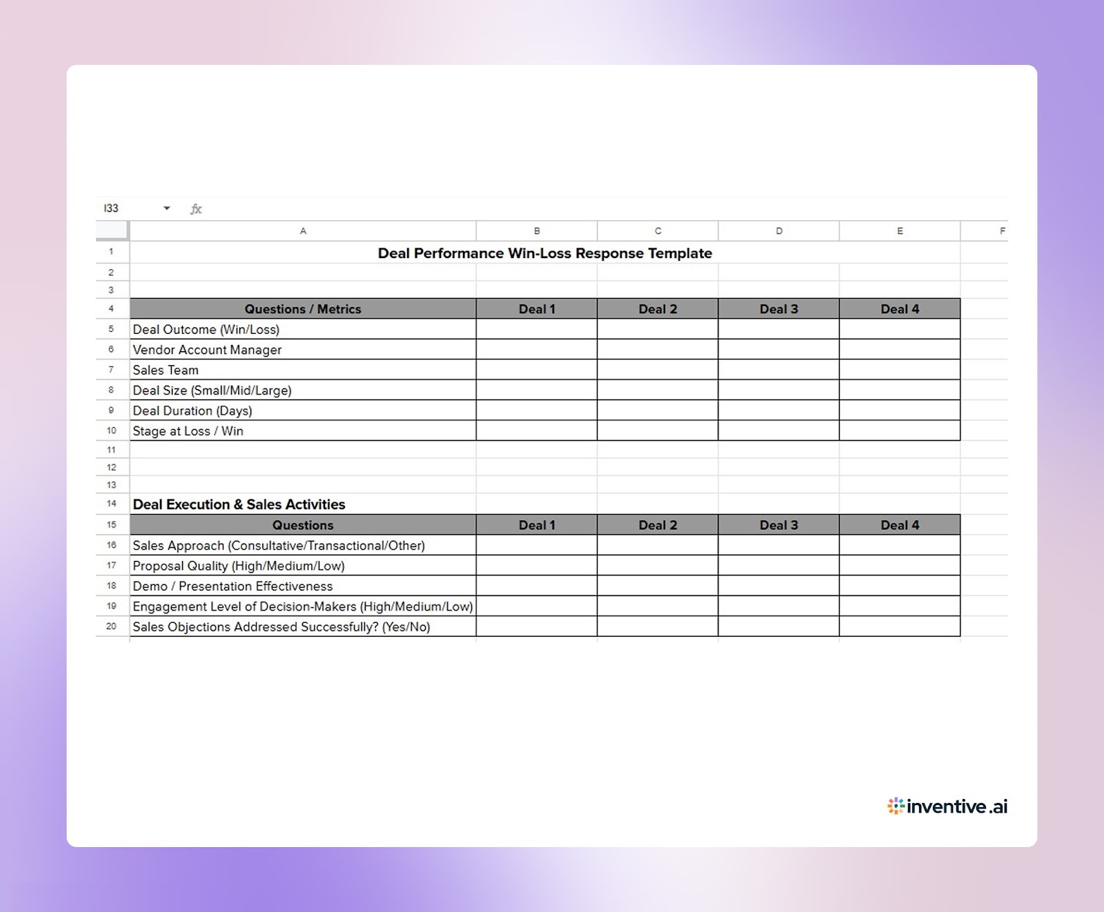 Deal Performance Win-Loss Response Template