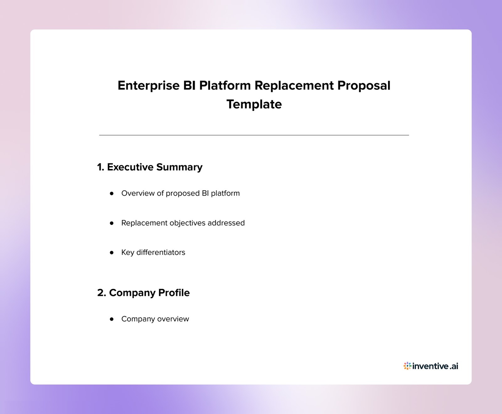 Enterprise BI Platform Replacement Proposal