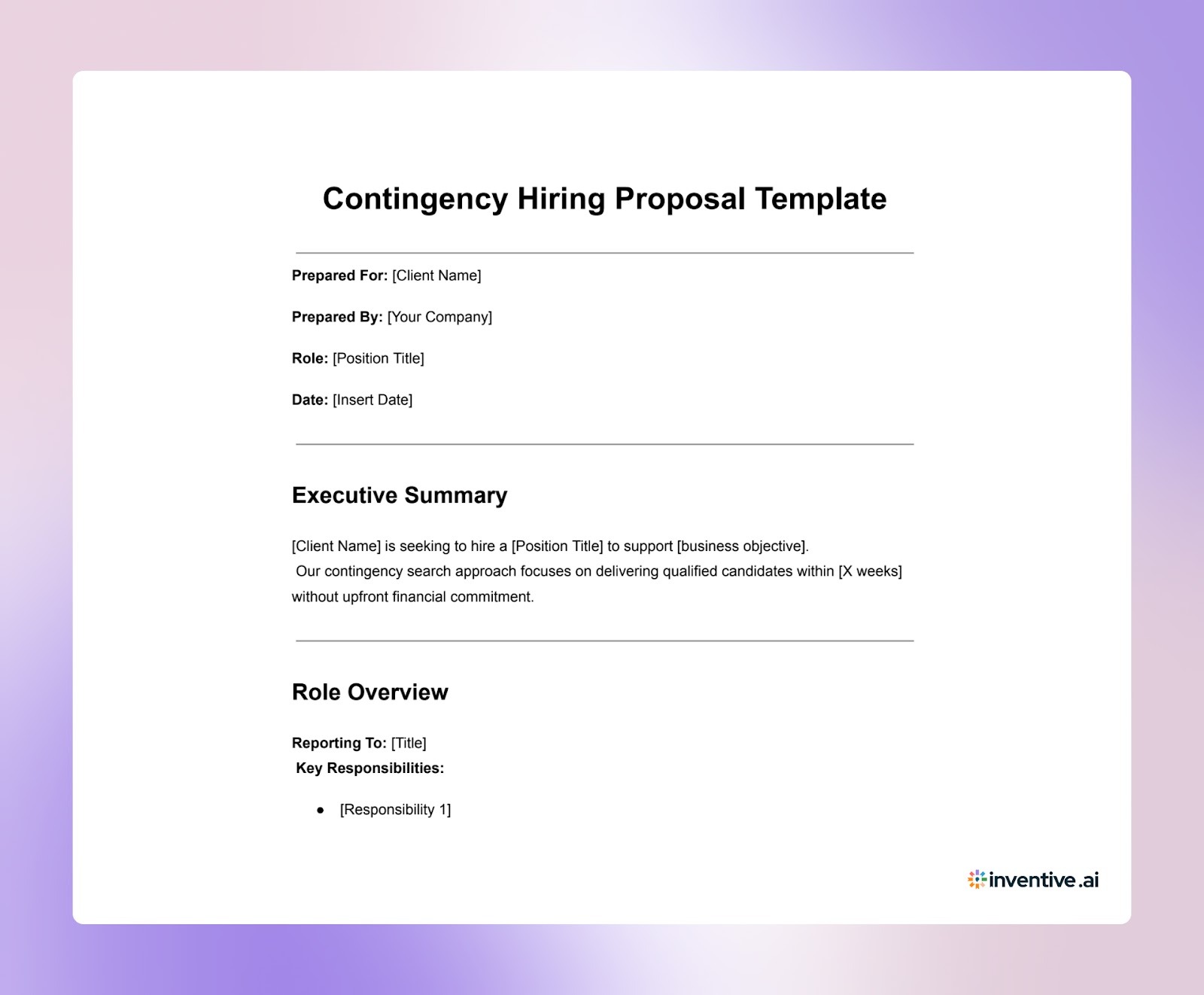 Contingency Hiring Proposal Template
