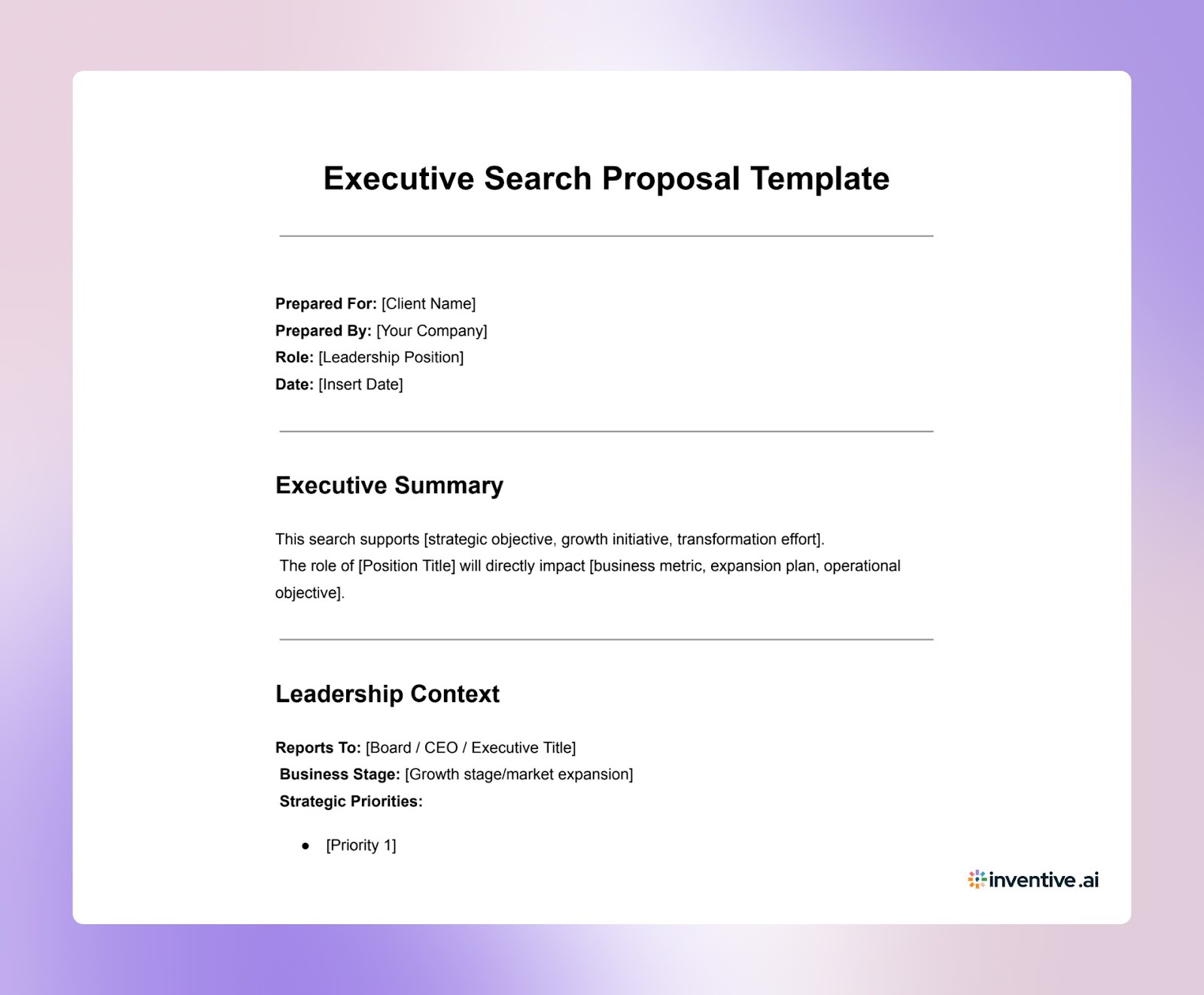 Executive Search Proposal Template