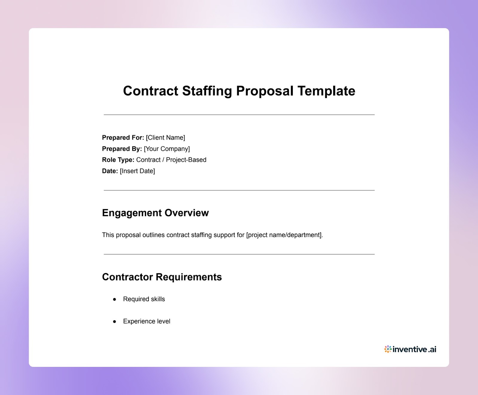 Contract Staffing Proposal Template