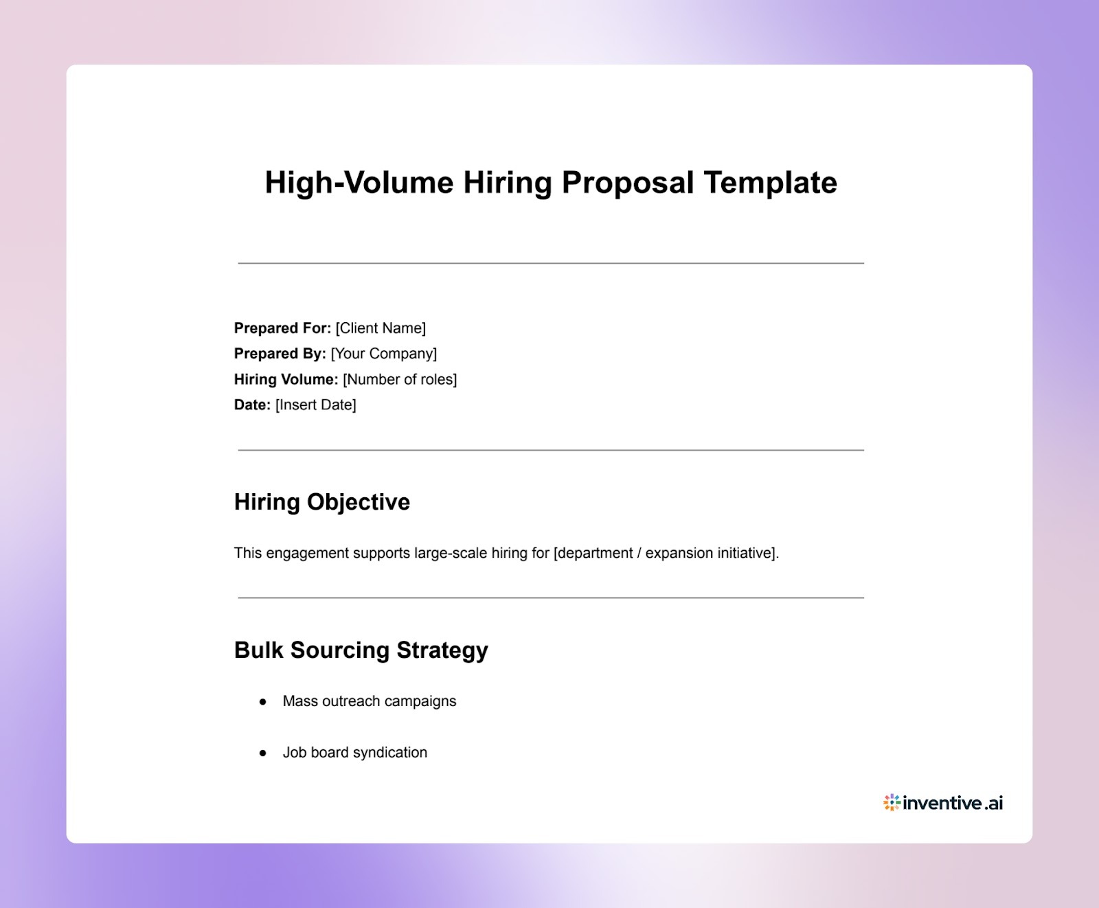 High-Volume Hiring Proposal Template