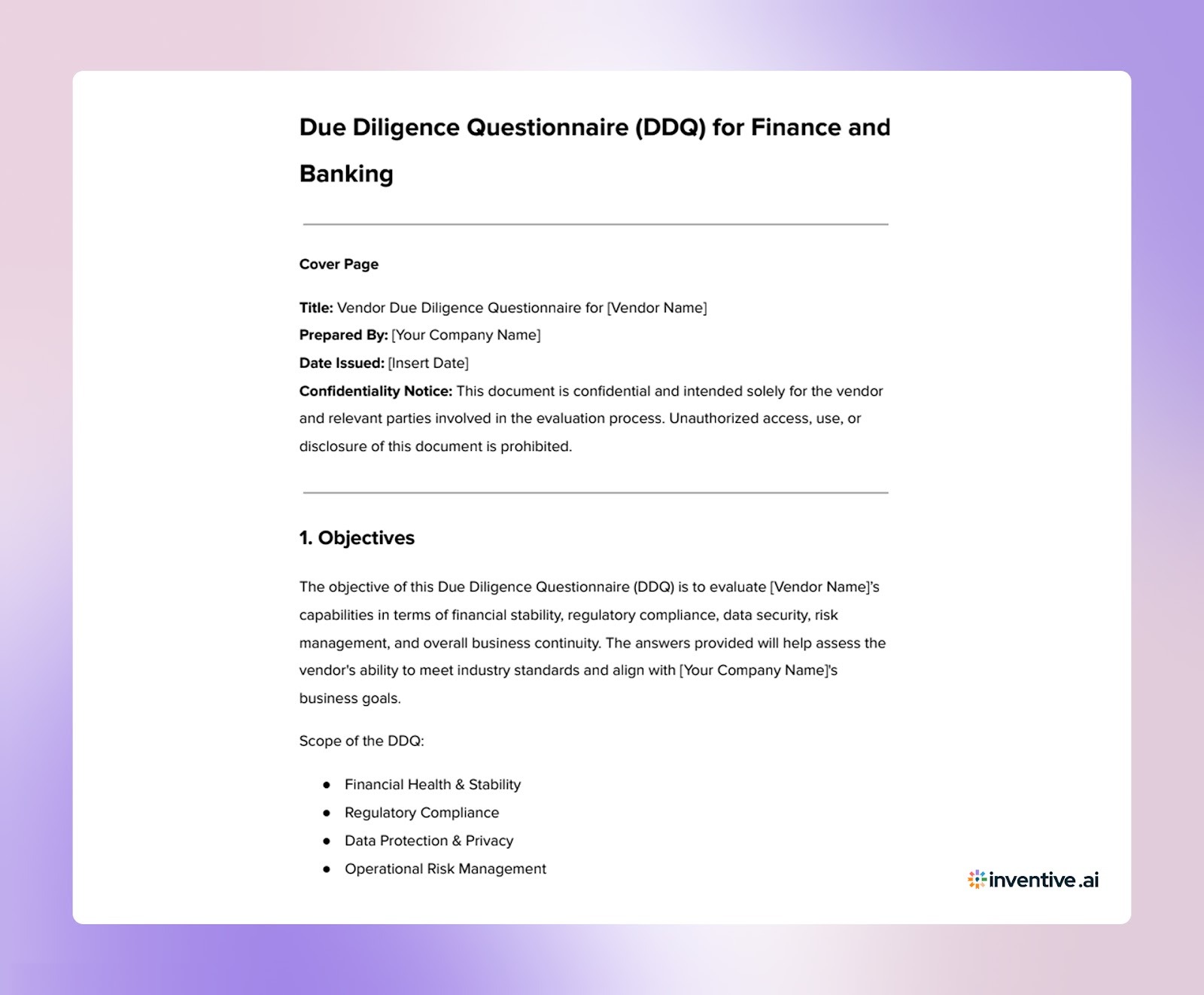 The Complete DDQ Template for Finance & Banking Firms