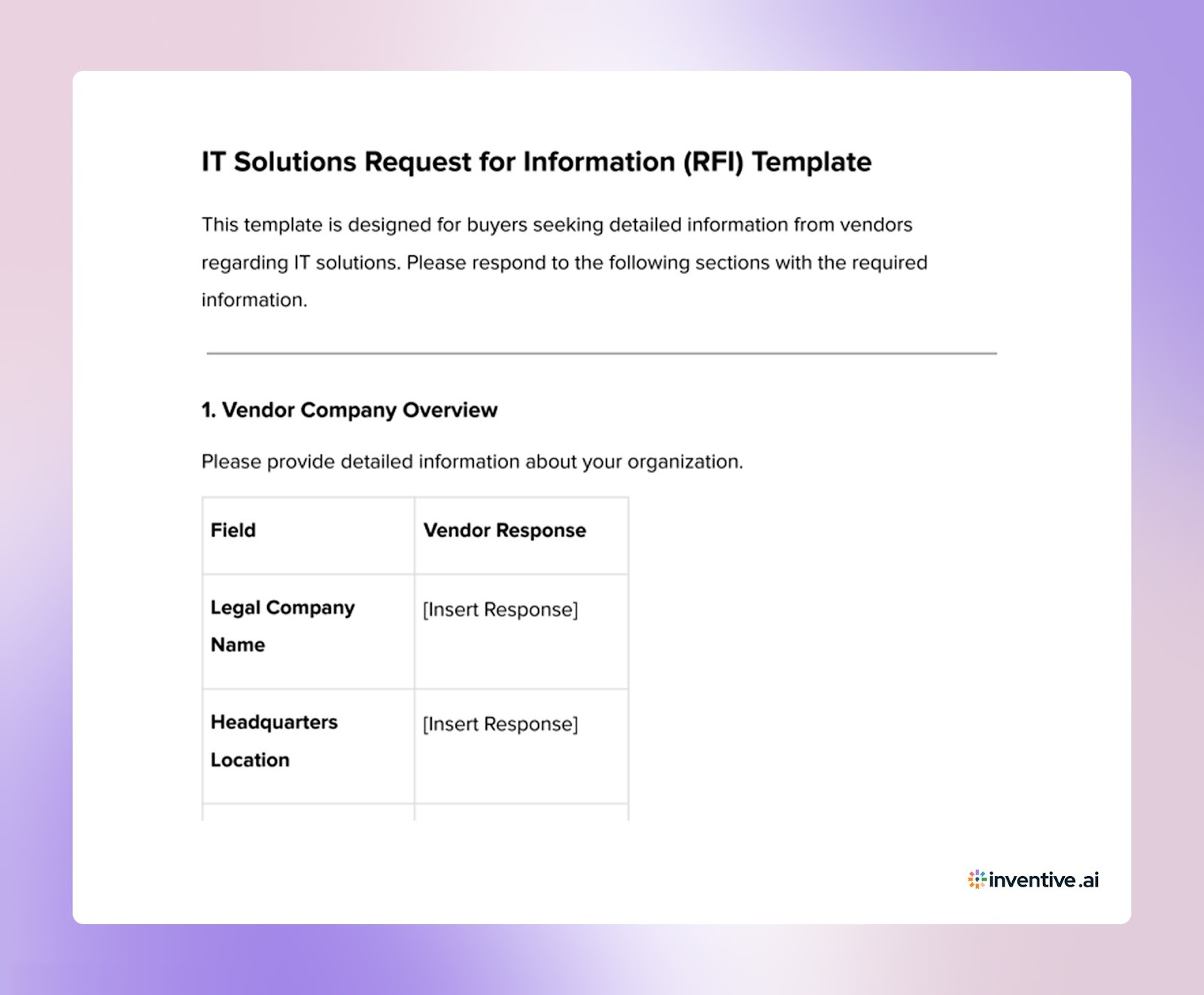 RFI Template for IT Teams: The Smart Approach to Simplified Vendor Evaluation