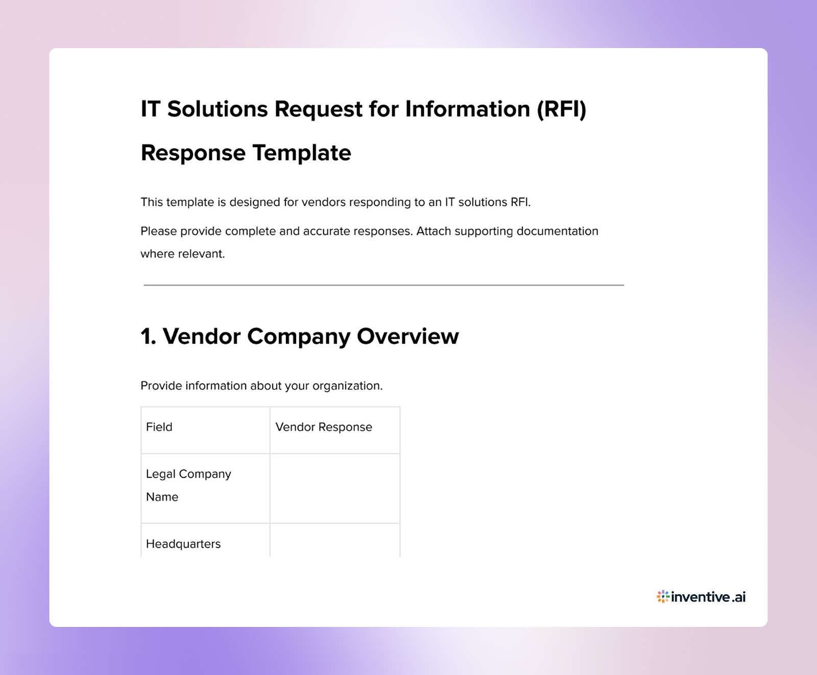 The Ultimate RFI Response Template for IT Teams