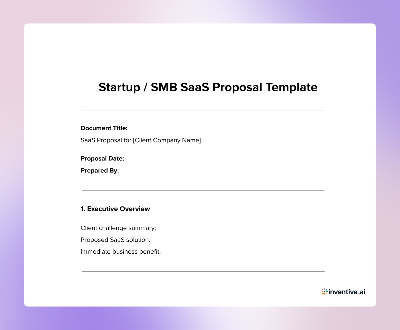 Startup Or SMB SaaS Proposal Template