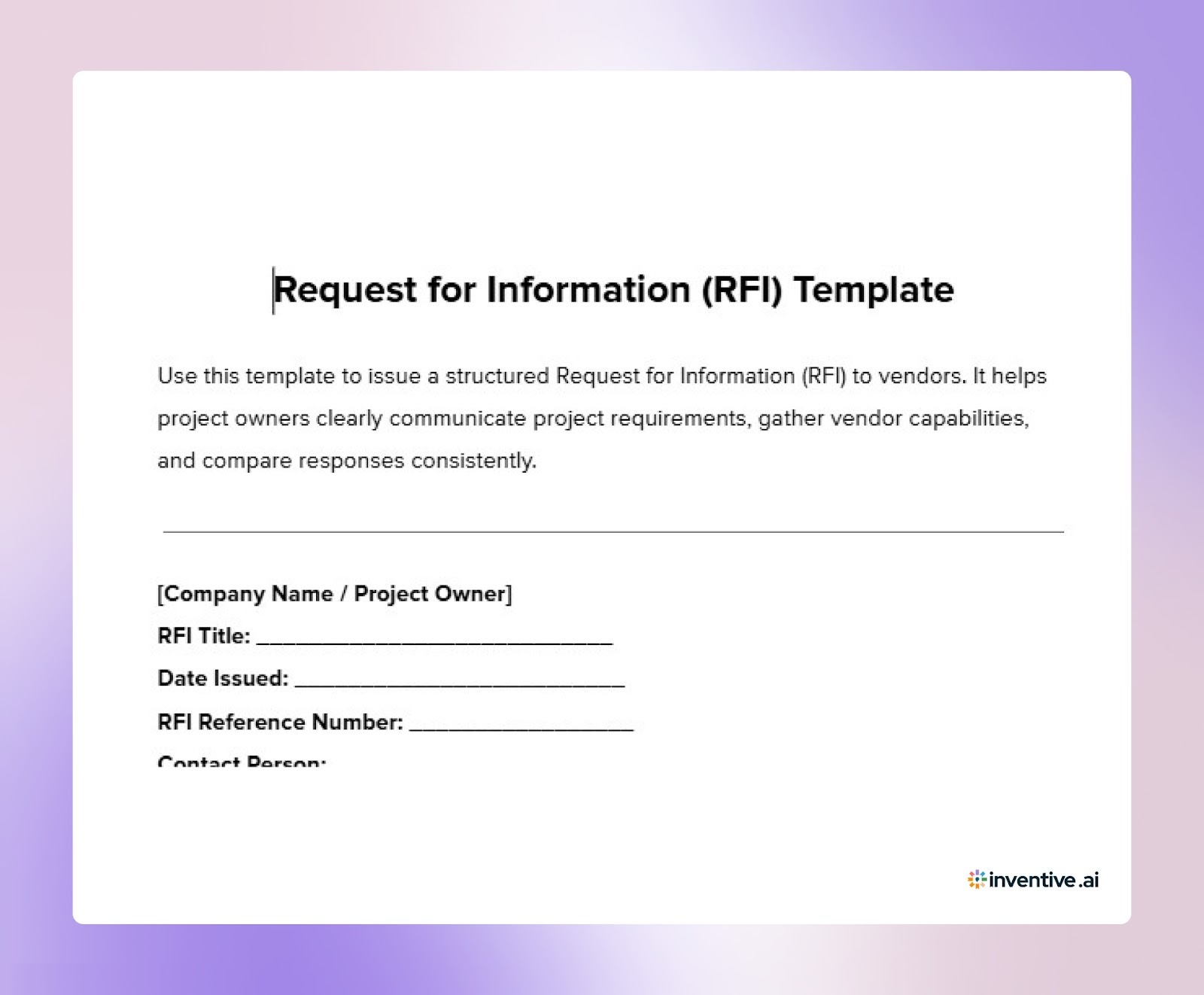 RFI Template: How Buyers Collect Complete Vendor Responses