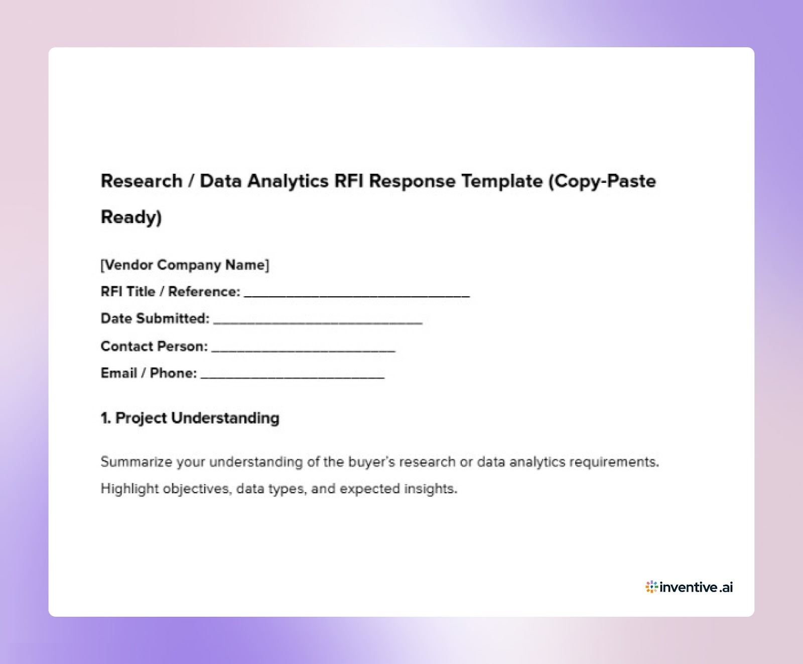 Research / Data Analytics RFI Response Template