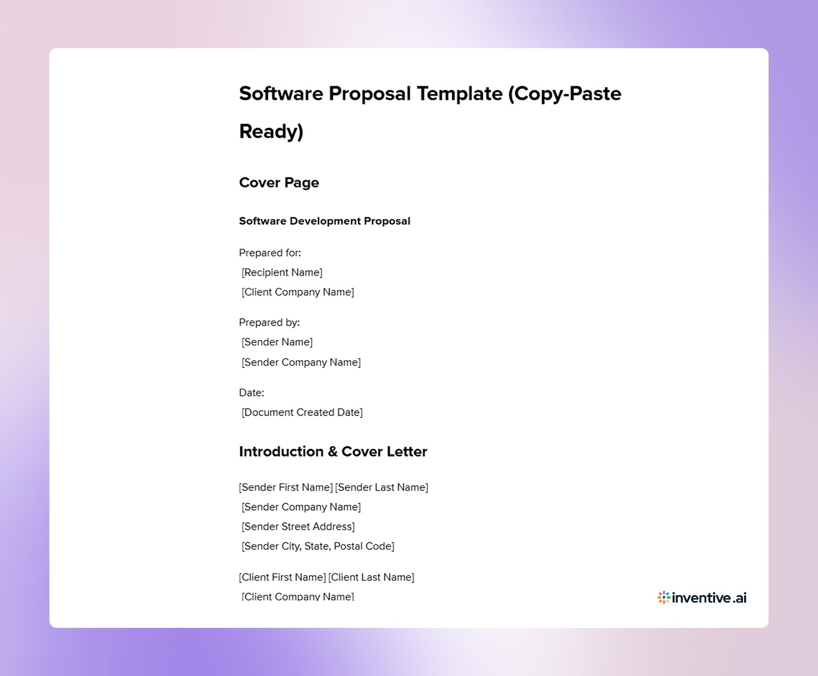 Software Proposal Template