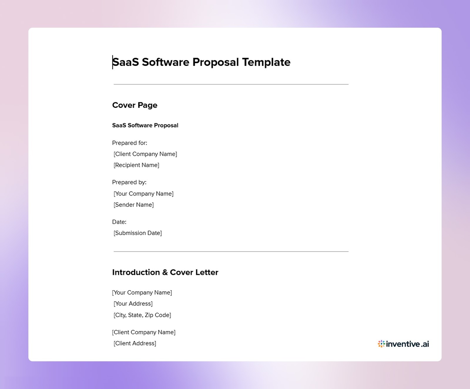 SaaS Software Proposal Template
