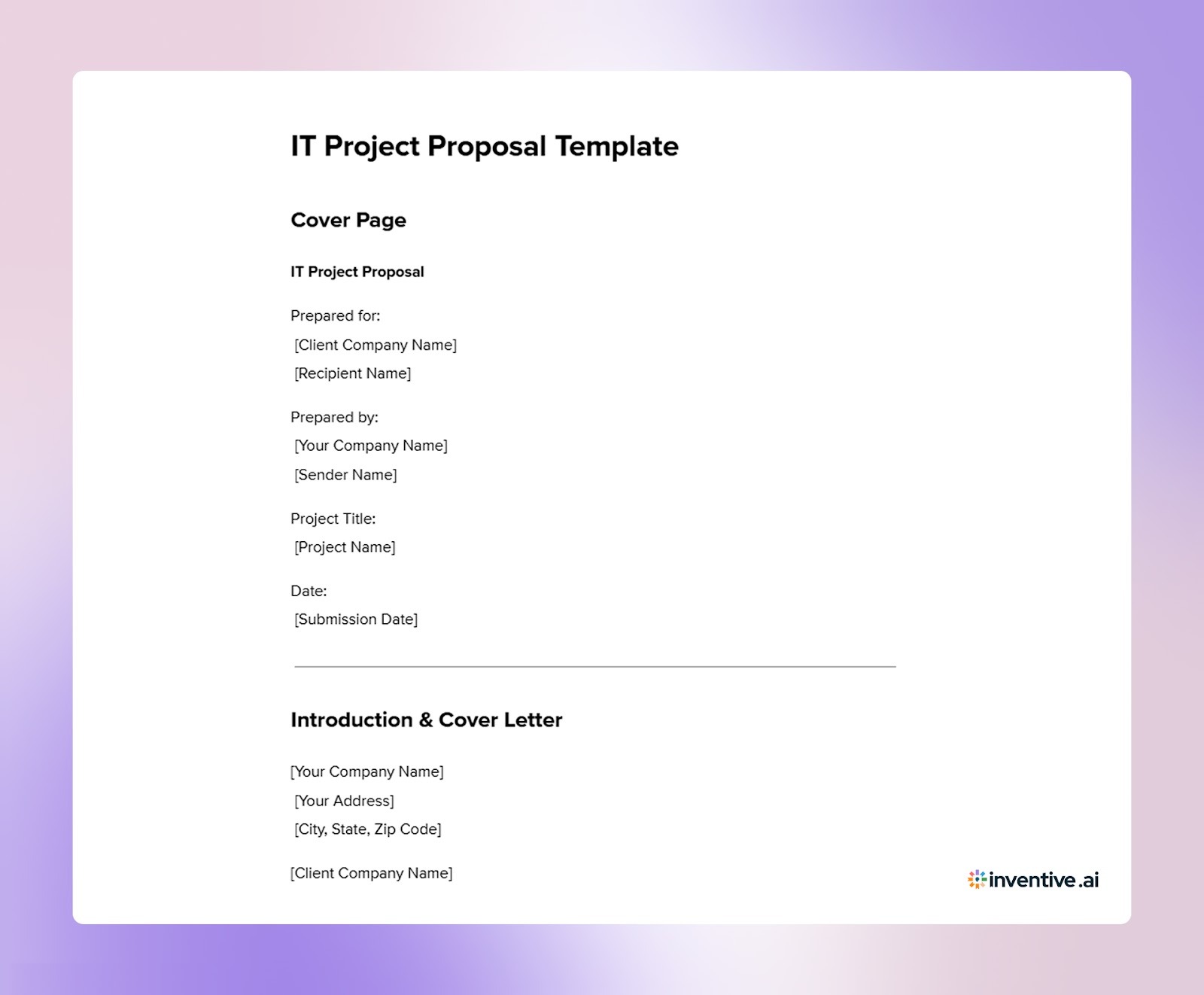 IT Project Proposal Template