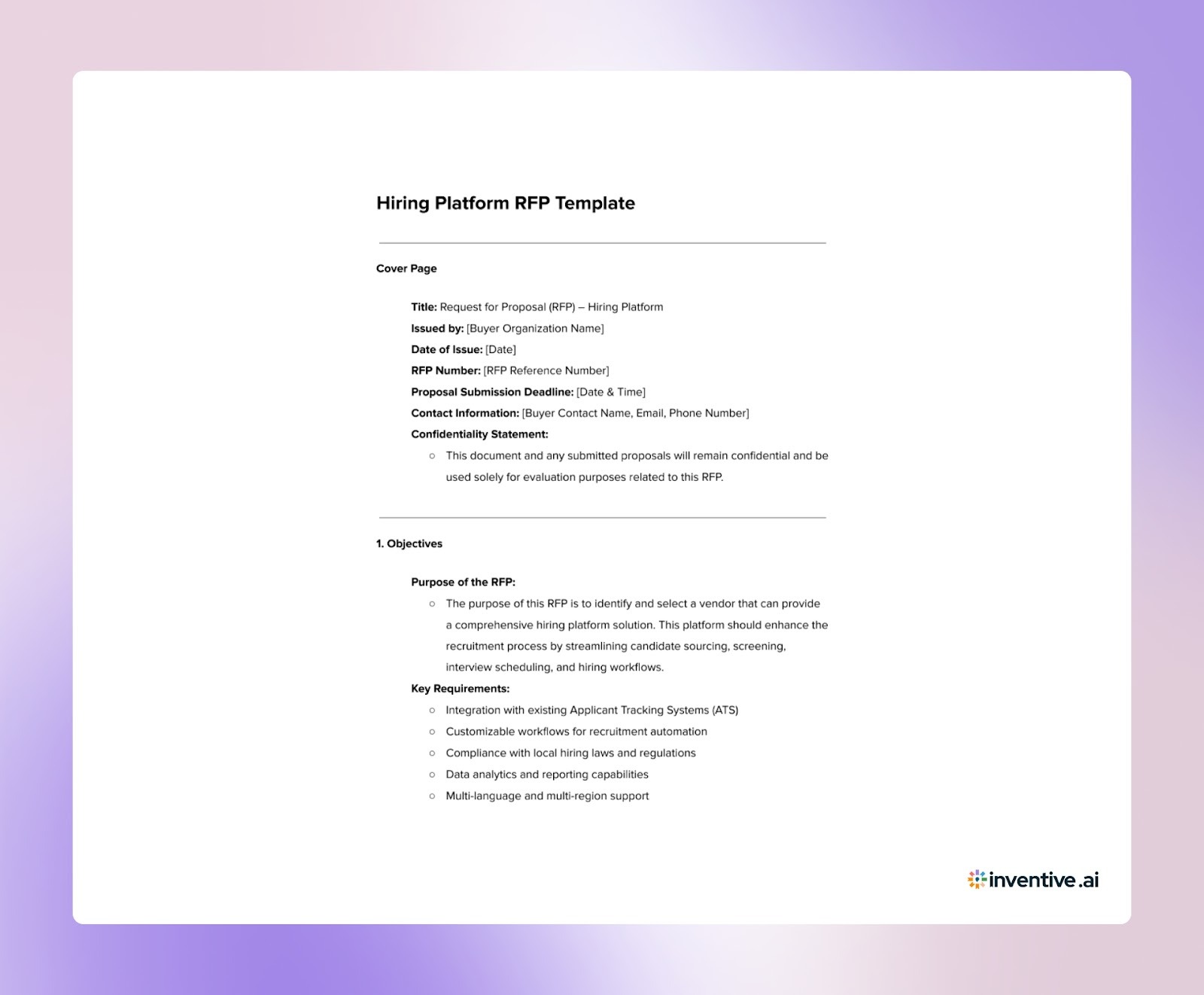 Hiring Platform RFP Template